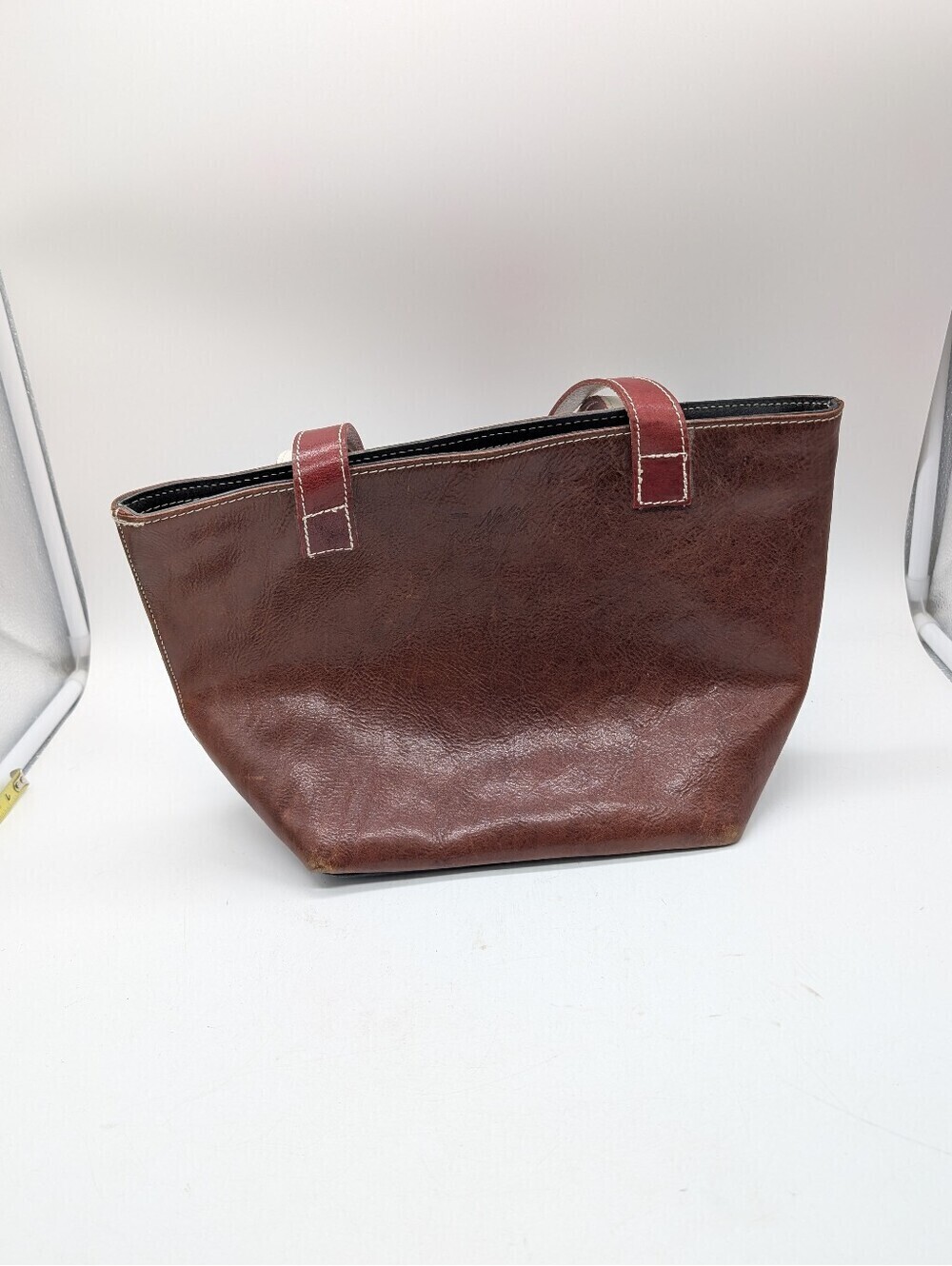 Vintage T. Nobile Italian Leather Two-Tone Tote Bag Handbag - Cognac & Black